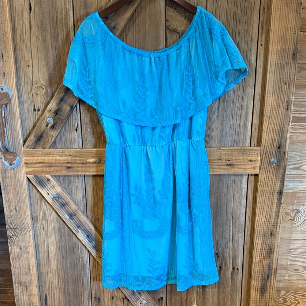 L&B Teal Off-Shoulder Dress
